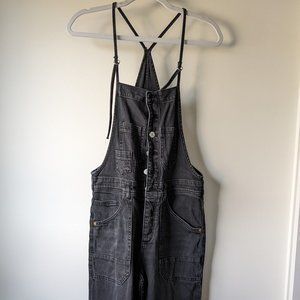 Anthropologie Black and Grey Dungarees Overalls Painters Denim